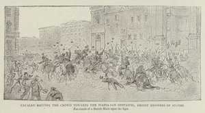 يقود الفرسان الحشد نحو ساحة سان جيوفاني وسط زخات من الأحجار بواسطة جيمس أ. شيرمان